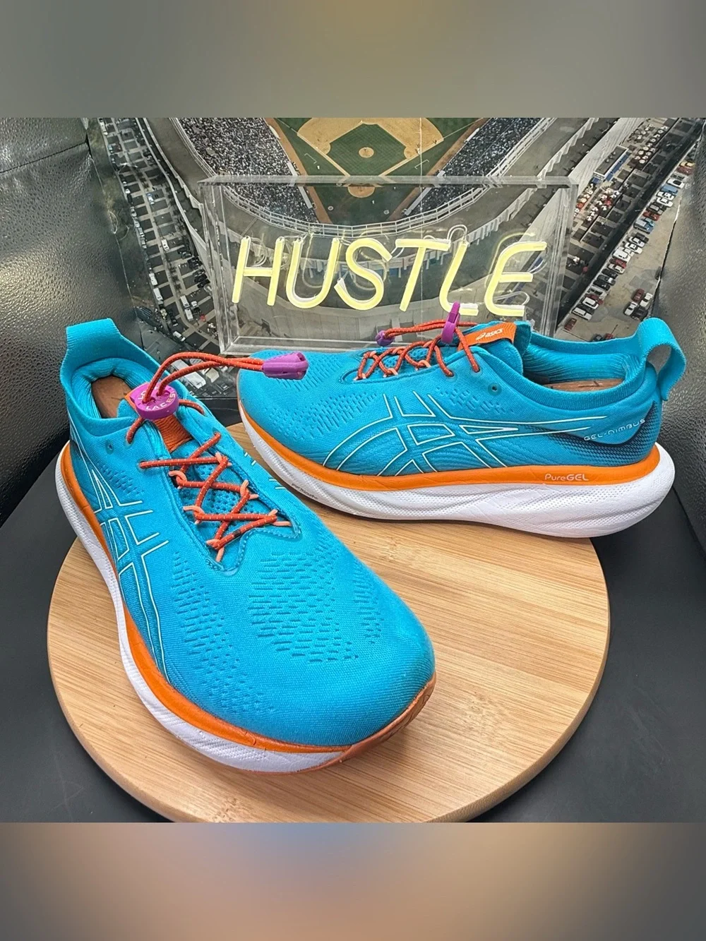 ASICS Gel Nimbus 25 ‘Island Blue Sun Peach‘ Men’s Sz 9.5 (Extra Wide)